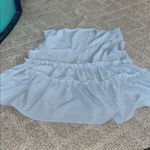 Blue mini bubble top with ruffled tiered style for casual wear